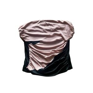 Strapless Y2K vintage black and pink strapless ruched top by ANNEX